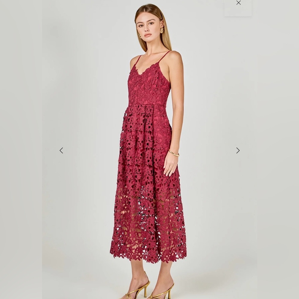 Nordstrom Astr The Label Burgundy Lace Midi Dress